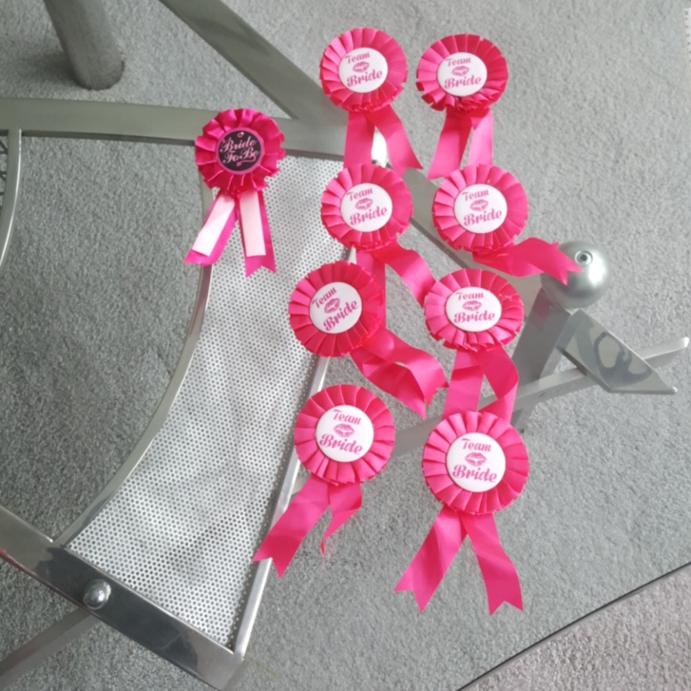 Team bride and bride to be campaign buttons